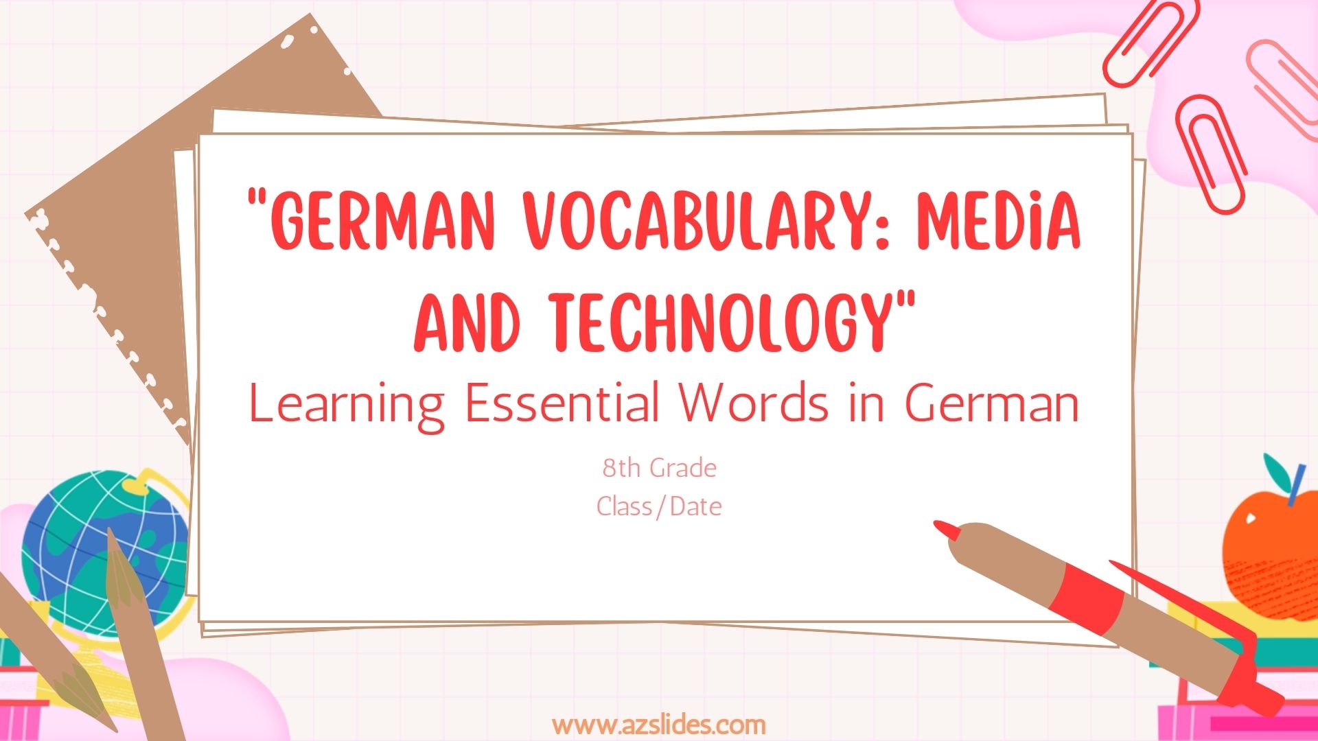 Media and Technology Vocabulary - German - Foreign Language - 8th Grade ...