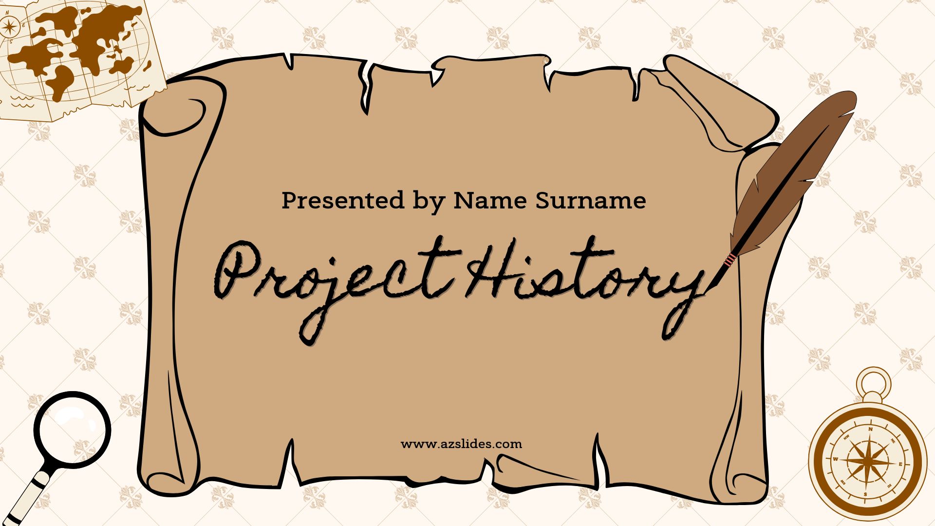 Beige and Brown Illustration Vintage Project History Presentation 1 Free Powerpoint templates and Google Slides themes