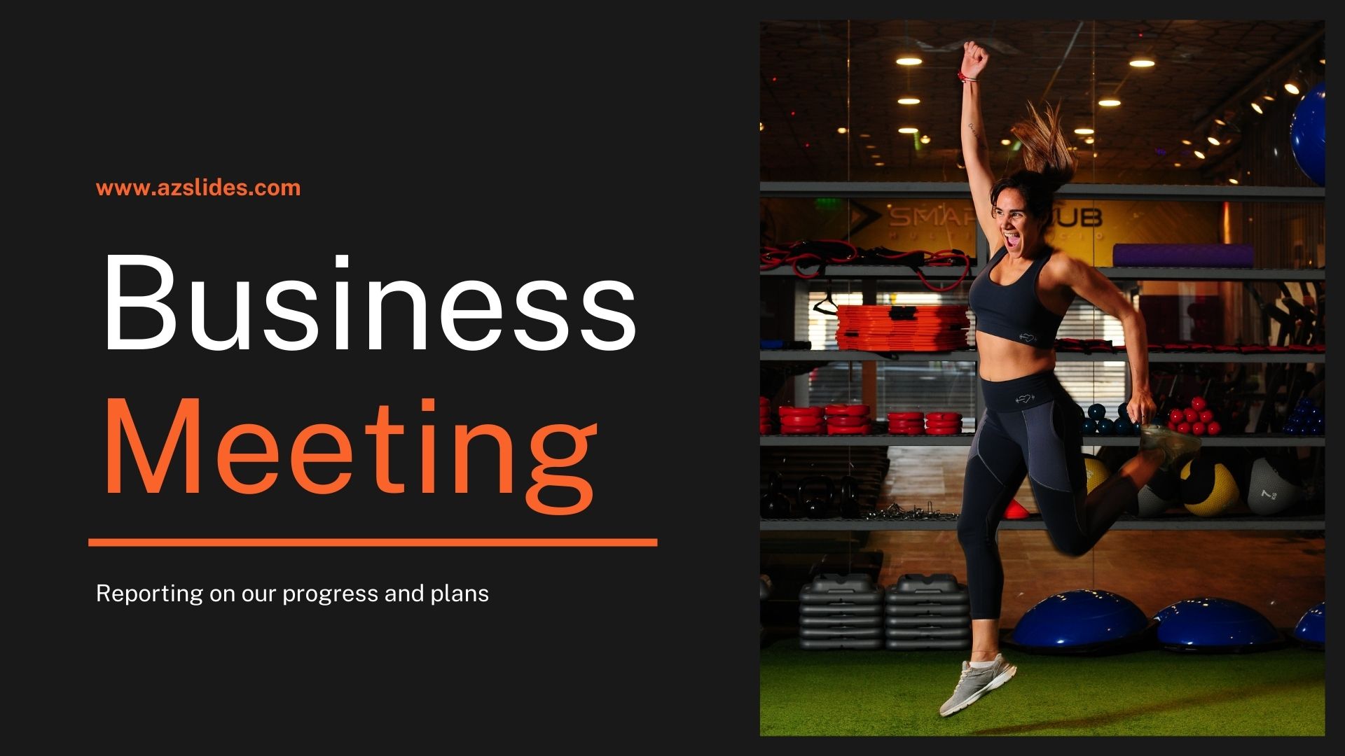 Black and Orange Dark Simple and Straightforward Gym Business Meeting Visual Charts Presentation 2 Free Powerpoint templates and Google Slides themes
